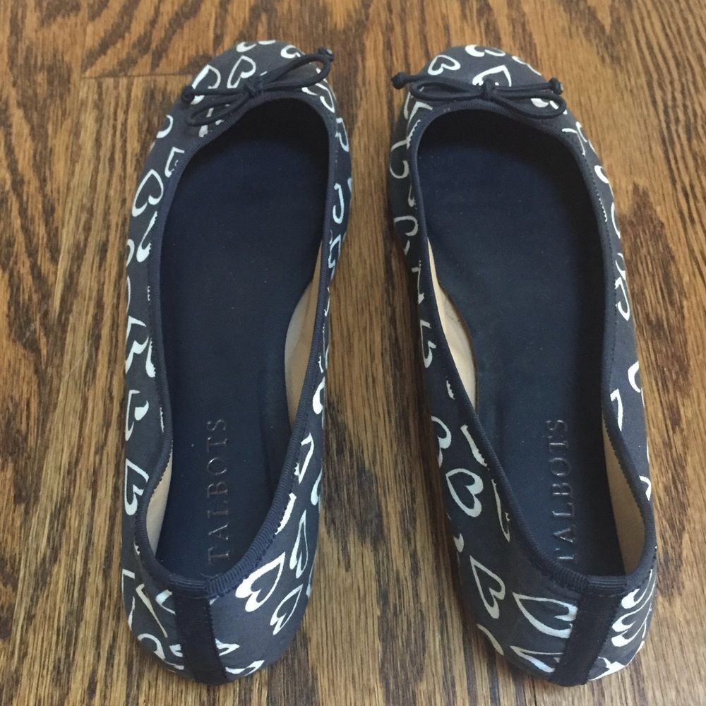 Blue and White Talbots Hearts Flats